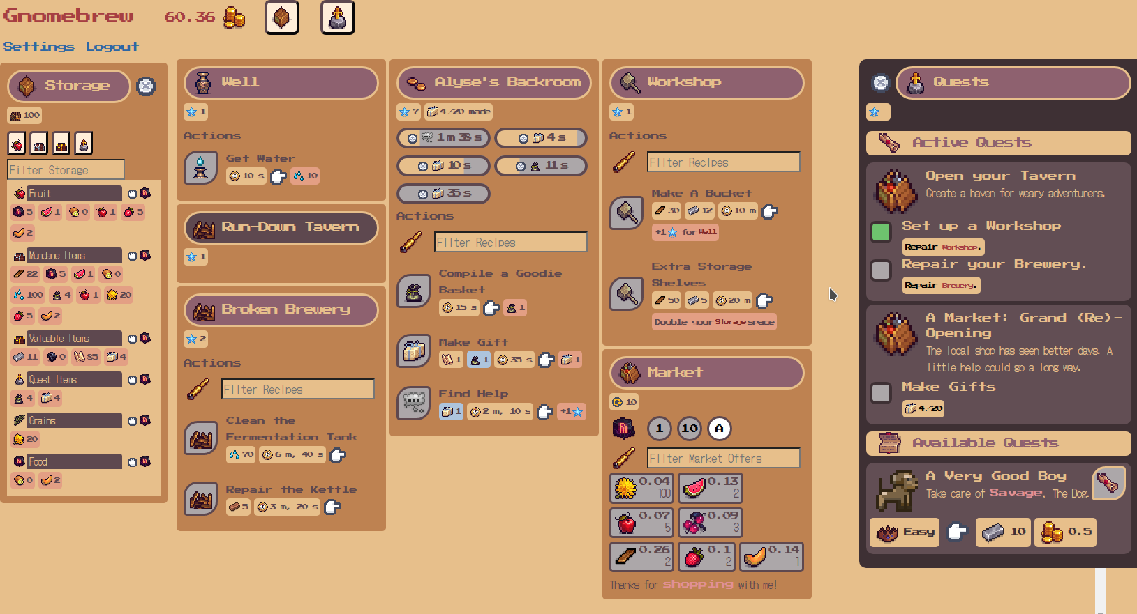 Gnomebrew's Current Playscreen